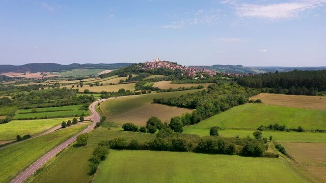 aerial view on the medieval village of vezelay