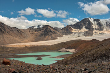 Mountain landscape with glaciers and lake