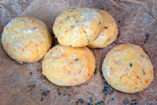 Delicious homemade shortbread cookies with lavender