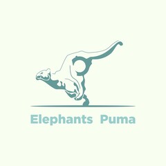 Elephants and puma vector, illustration, logo, animal, sign, symbol, best, icon, design, dog, veterinary, pet, isolated, cute, art, cartoon, shop, silhouette, graphic, happy, label, emblem, character,