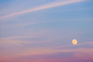 Colorful of sky in the evening With full moon, rainbow sky, pinky sky with soft clouds, happy new...