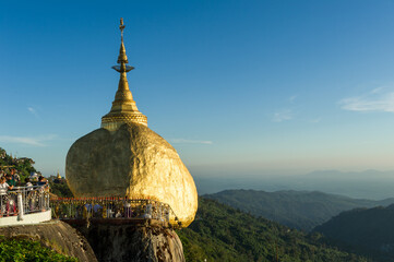Myanmar (formerly Burma). Kyaiktiyo. State Mon. Sacred site of the golden rock
