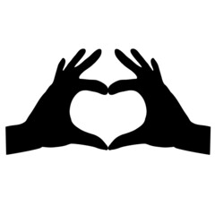 hands making heart on white background. formatting a heart symbol. flat style.