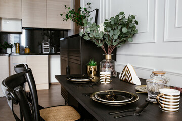 Modern scandinavian kitchen room interior