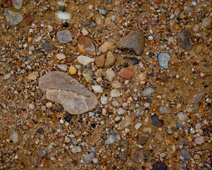Rocks and pebbles on the river bank 
