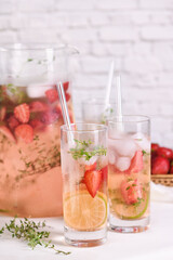  Lime and thyme combined with fresh strawberry juice and tequila. This cocktail is full of vibrant summer aromas and aromatic herbs, showcasing the best fruit combination.
