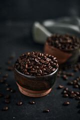 Coffee cup with roasted beans