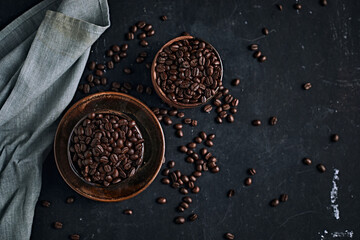 Coffee cup with roasted beans