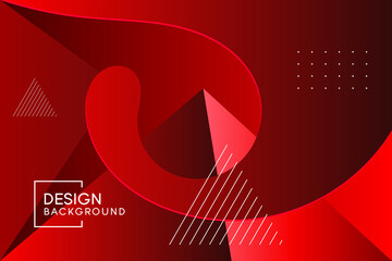 Red background with abstract triangle geometric shapes modern element.