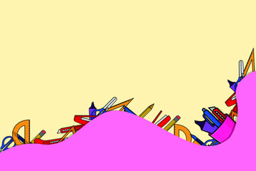 Back to school vector background with stationery. background for poster, flyer, banner, web, brochure, presentation