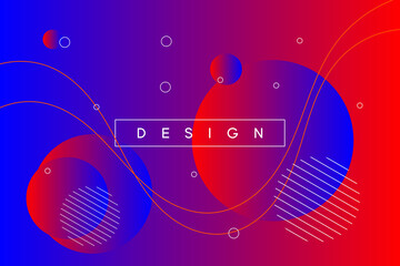 Blue and red background with abstract round geometric shapes modern element.
