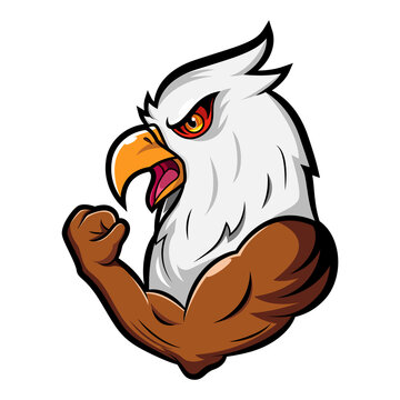 Cartoon strong eagle mascot design