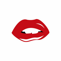 Vector icons of female lips print