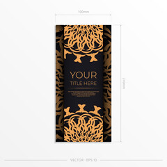 Invitation card template with dewy patterns.Trendy vector design postcard in black color with greek