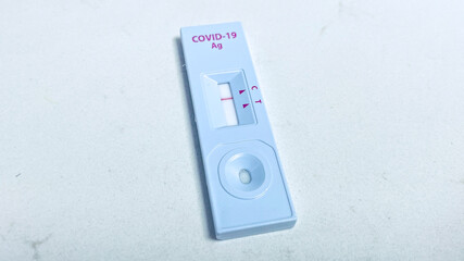 Coronavirus SARS testing at home. COVID-19 rapid test cassette for coronavirus.