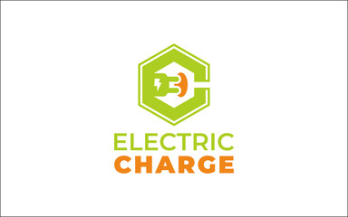 Illustration of innovation for modern electric charging car logo design template