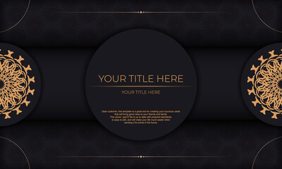 Print-ready invitation design with vintage ornaments. Black background with luxurious vintage greek ornaments and text place.