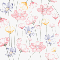 Watercolor floral print, floral background. Botanical pattern