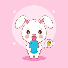 Cute rabbit character ordering carrot cartoon illustration
