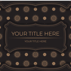 Stylish postcard design in black with Greek patterns. Stylish invitation with vintage ornament.