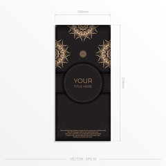 Stylish postcard design in black with Greek patterns. Vector invitation card with vintage ornament.