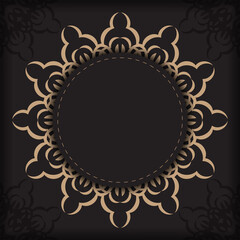 Stylish vector Template for print design postcard in black color with Greek ornament. Preparing an invitation card with vintage patterns.