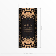 Invitation card template with vintage patterns.Stylish vector design for greeting card in black color with greek