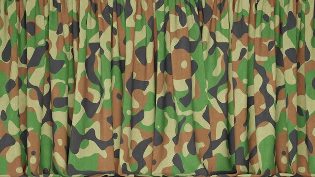 Realistic 3D animation of the camouflage curtain rendered in UHD with alpha matte