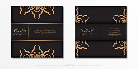 Obraz na płótnie Canvas Invitation card template with vintage ornament. Stylish Ready-to-Print Postcard Design in Black with Greek