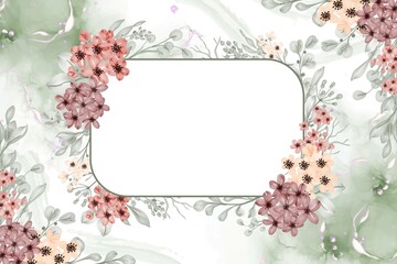 Watercolor floral frame background of flower small with white space