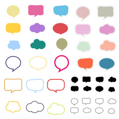 Set of speech labels on white background