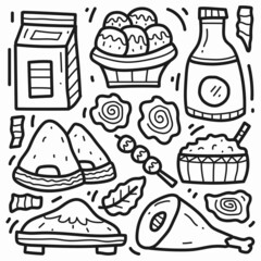 hand drawn japanese food doodle cartoon design