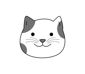 Cat with a cute face is isolated on a white background, funny cat, adorable home pet.