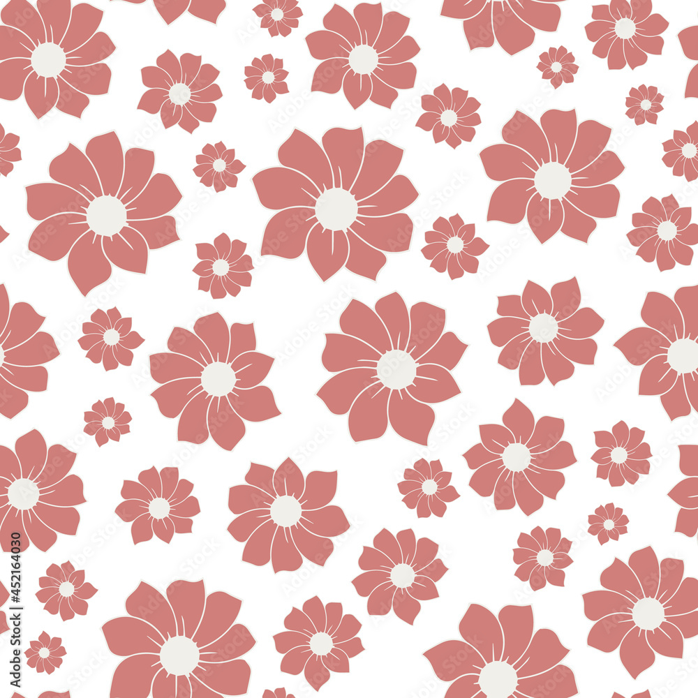 Poster hand drawn outline flower vector seamless repeat pattern print background
