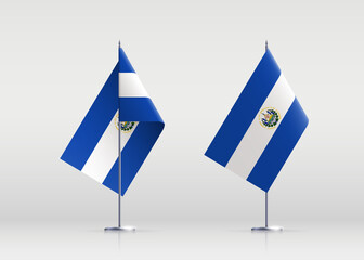 El Salvador flag state symbol isolated on background national banner. Greeting card National Independence Day of the Republic of El Salvador. Illustration banner with realistic state flag.