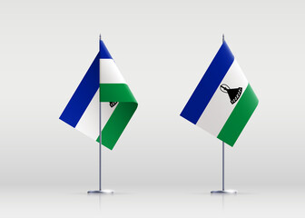 Lesotho flag state symbol isolated on background national banner. Greeting card National Independence Day of the Kingdom of Lesotho. Illustration banner with realistic state flag.