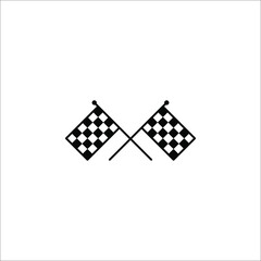 Racing flag icon. Black and white checkered flag. Vector illustration on white background.