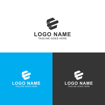 Branding shape minimal E lettering logo design