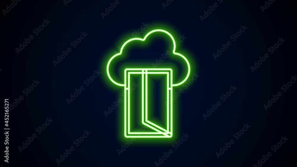Poster glowing neon line cloud database icon isolated on black background. cloud computing concept. digital