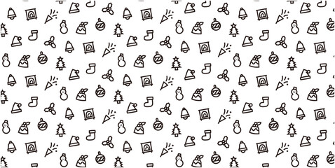 Christmas icon pattern background for website or wrapping paper(Monotone Version)