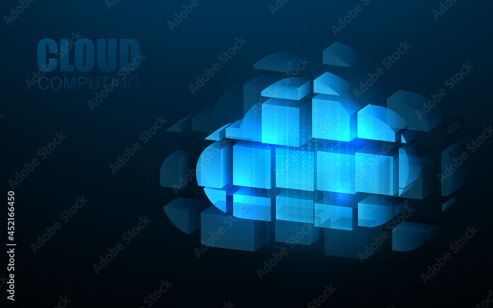Poster cloud computing online storage. iot. digital datacenter connection network. vector illustration
