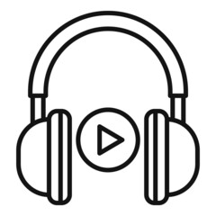 Video play headphones icon outline vector. Music sound