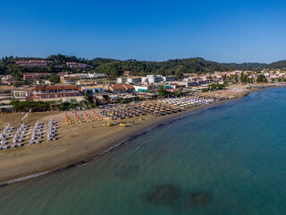 Fototapeta na wymiar drone view of famous beach in sidari, Corfu island, Greece