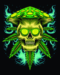 Marijuana skull with mushroom head