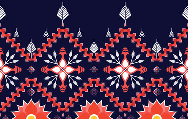 Ikat Indian ethnic pattern. Aztec fabric carpet mandala ornament boho chevron textile decoration wallpaper. Tribal oriental traditional embroidery vector illustrations background.