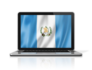 Guatemalan flag on laptop screen isolated on white. 3D illustration