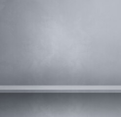 Empty shelf on a grey wall. Background template. Square banner
