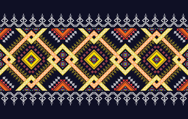 Ikat Indian ethnic pattern. Aztec fabric carpet mandala ornament boho chevron textile decoration wallpaper. Tribal oriental traditional embroidery vector illustrations background.