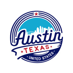 City of Austin. Austin Texas logotipe. Vector and illustration.