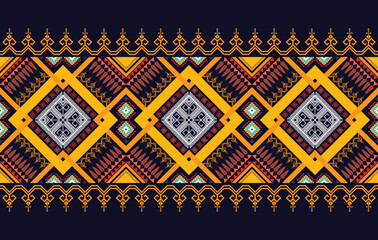 Ikat Indian ethnic pattern. Aztec fabric carpet mandala ornament boho chevron textile decoration wallpaper. Tribal oriental traditional embroidery vector illustrations background.